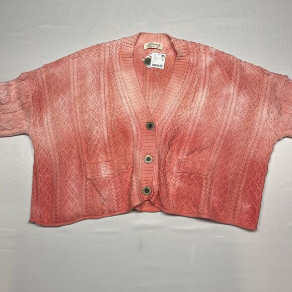 Free People Washed Ashore Red Chunky Knit Cardigan - Picture 4 of 10